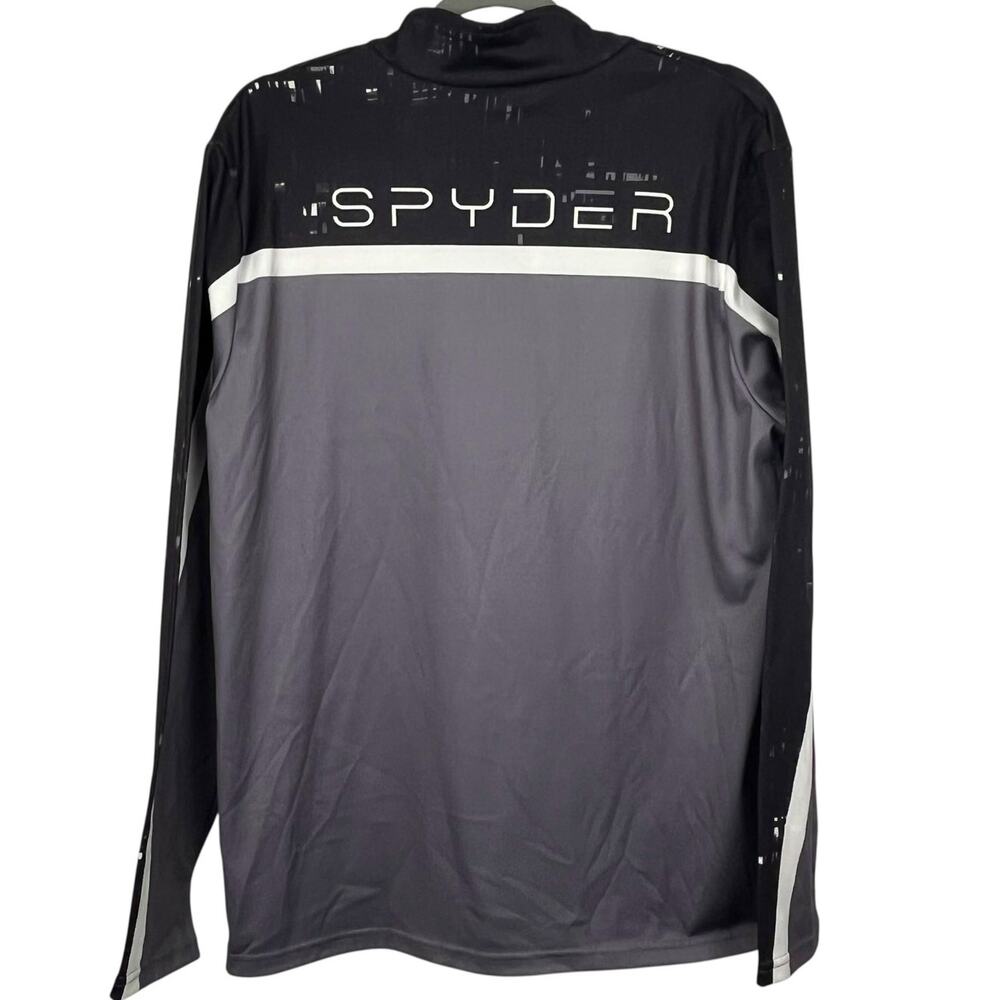 Spyder Mens Pullover 1/4 Zip Size Large Gray Black Lightweight Long Sleeve - Picture 4 of 9